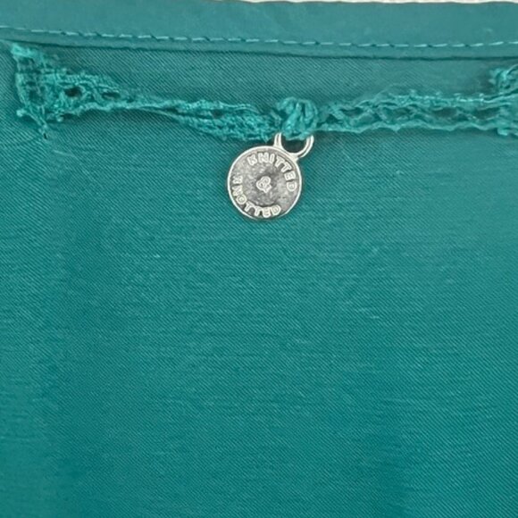 ANTHRO Maeve Emerald Green Peasant Top Crochet Lace Back Boho Blouse M - Picture 8 of 11